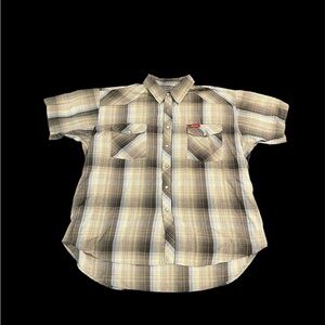 Dickies Beige/Black/Blue Plaid button up Sz 2XL